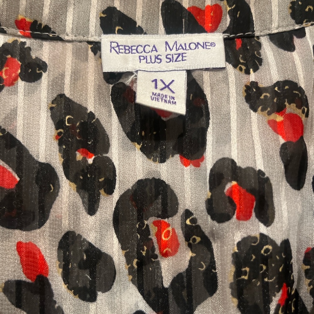 Rebecca Malone Animal Print Blouse with Red Highlights - Picture 2 of 3